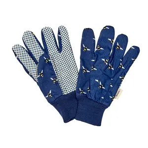 Bee Theme Gardening Gloves with Cotton Grips Triple Pack