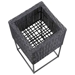 Berkfield Garden Raised Beds 3 pcs Poly Rattan Black