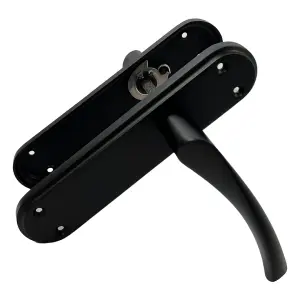 Genova Door Handles Matt Black Twist Lever Latch Marina Backplate