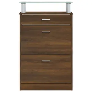 Berkfield Shoe Cabinet Brown Oak 63x24x104 cm Engineered Wood