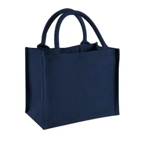 Westford Mill Jute Mini Gift Bag (6 Litres) (Pack Of 2) Navy/Navy (One Size)