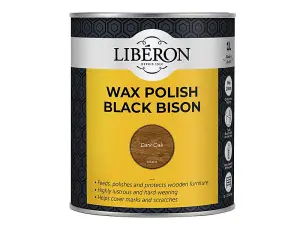 Liberon Black Bison Dark Oak Wax Paste 1kg for Wood Care