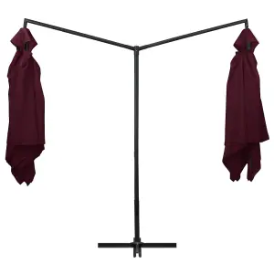 Berkfield Double Parasol with Steel Pole 250x250 cm Bordeaux Red