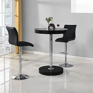 Furniture In Fashion Havana Bar Table In Black With 2 Ripple Black Bar Stools