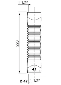 Wirquin 1 1/2" (6/4") Female-Female Solvent Weld Flexible Elbow 223mm Long Connection