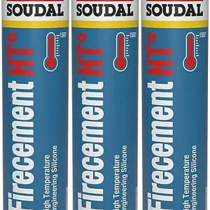 Soudal Firecement HT High Temperature Resistant Black, 300ml 6017 (108264) (Pack of 3)