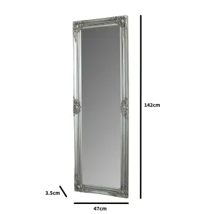 Melody Maison Tall Silver Ornate Mirror 47cm x 142cm