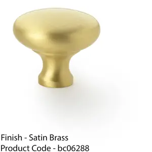 Victorian Round Door Knob - Satin Brass 38mm - Kitchen Cabinet Pull Handle