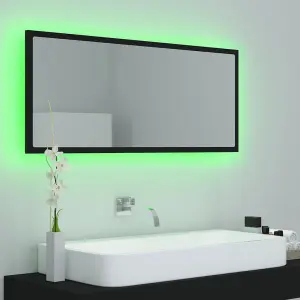 Berkfield LED Bathroom Mirror Black 100x8.5x37 cm Engineered Wood