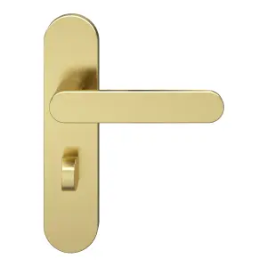 GoodHome Minzh Brushed Brass effect Arch Lock Door handle (L)120mm (D)53mm, Pair