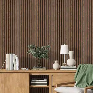 STRIVO Acoustic Slat Panel - Smoked Walnut 600mm x 2400mm