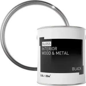 Black Gloss Metal & wood paint, 2.5L