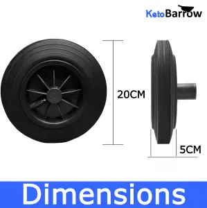 Wheelie Bin Wheel Replacement Wheels 200mm Nose Wheel Set - Black