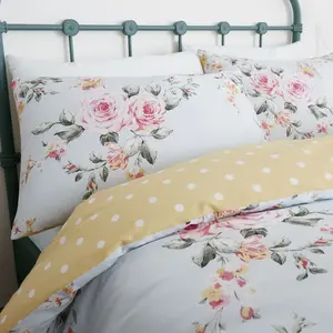 Canterbury Floral Reversible Double Duvet Cover Set with Pillowcases with Pillowcases Duck Egg / King Duvet Cover + 2 Standard Pillowcases