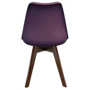 Soho Aubergine Plastic Dining Chair with Squared Dark Wood Legs