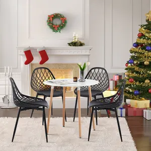 Dining Chair Plastic Seat with Sturdy Metal Legs (Set of 4) Black