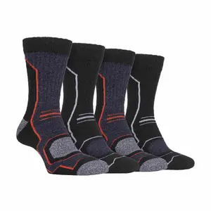 Storm Bloc - 4 Pairs Mens Cushioned Anti Blister Socks 6-11 Black