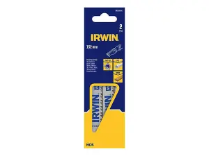 IRWIN 152mm Sabre Saw Blades for Wood and PVC - Durable Pack of 2 for Effortless Cutting