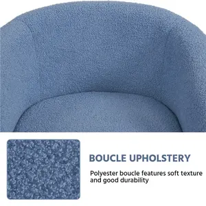 Yaheetech Blue Upholstered Boucle Club Chair Accent Barrel Chair