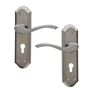 Intelligent Hardware - Internal Door Handle - Windsor - Lever on Backplate - Euro Lock Furniture - Polished/Satin Chrome