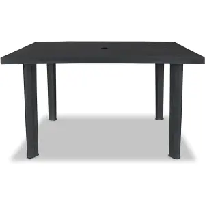 URBNLIVING 126cm Length Anthracite Large Summer Weather Proof Plastic Rectangle Table Garden Patio Dining Furniture