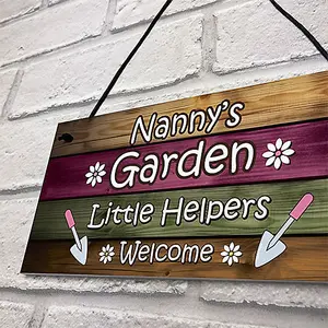 Red Ocean Garden Sign Hanging Wall Plaque Gift For Nan Nanny Summerhouse Sign Gift From Grandchildren