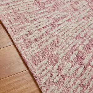 Burst Pink Ivory Wool Abstract Handmade Modern Easy to Clean Rug for Living Room and Bedroom-160cm X 230cm