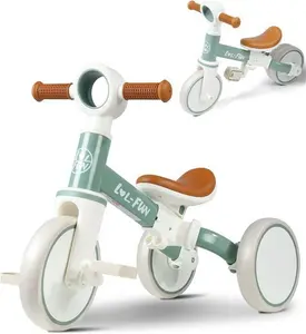 LOL-FUN Toddler Balance Bike For 1 2 Years Old, 4 in 1 Baby Bicycle For 1 To 4 Years Old Boys Girls Gift Present, 3 Wheel Tricycle With Removable