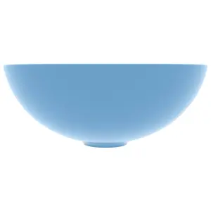 Berkfield Bathroom Sink Ceramic Light Blue Round