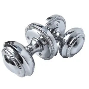 Door Knobs Round Georgian Roped Mortice Knob - Chrome Polished 62mm