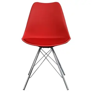 Soho Red Plastic Dining Chair with Chrome Metal Legs