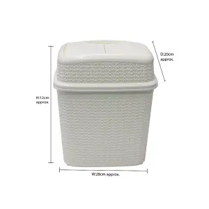 JVL Knit Design Loop Plastic Push Top Bin, Ivory