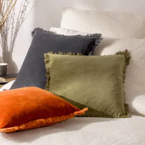 Yard Jaye Velvet Fringed Feather Rich Cushion