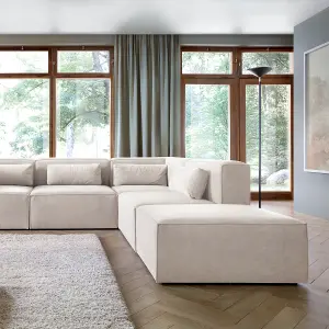 Doris Modular Extended Corner Sofa in White Cord Chenille