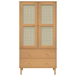 Wardrobe SENJA Rattan Look Brown 90x55x175 cm Solid Wood Pine