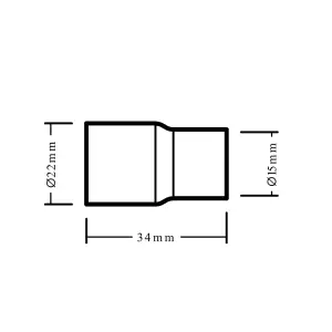 End feed Straight Pipe fitting reducer (Dia)22mm x 15mm, Pack of 2