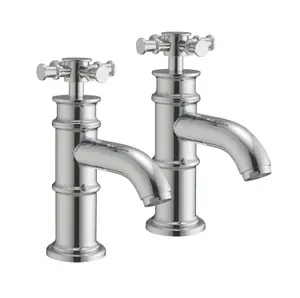 Barker Chome Pair of Crosshead Bath Pillar Taps