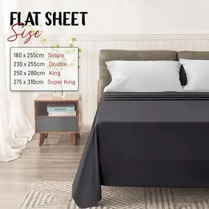 Egyptian-Quality Cotton sheet Flat Charcoal / Single (3')