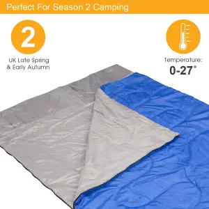 Milestone Camping Double Envelope Sleeping Bag with Pillows