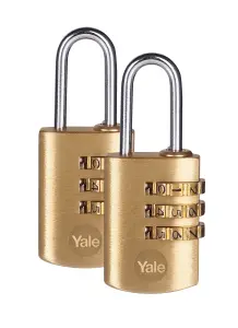 Yale Brass Combination Padlock 22m Pack of 2 - Y150B/22/120/2