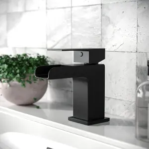 Nes Home Origin Basin Mono Mixer Tap & Basin Waste Matte Black