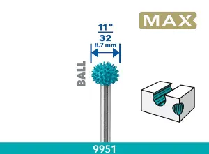 DREMEL MAX 9951 Ball Shape Power Carving Bit (Dia: 9.0mm) (1/Pack)