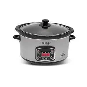 Prestige Silver Stainless Steel Programmable Digital Slow Cooker with Timer Small 5.5L