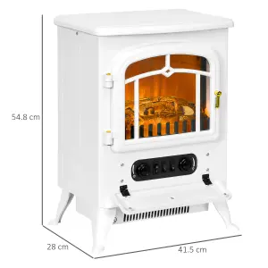 HOMCOM Fireplace Stove Heater Log Burning Flame Electric 950/1850W White