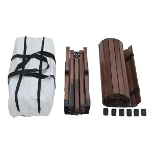 Livingandhome Outdoor Foldable Low Wooden Table with Carrying Bag for Picnic and Camping 120cm W x 60cm D x 45cm H