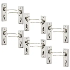 URBNLIVING 159mm Length 12 Pcs Como Metal & Polished Nickel Lever Latch Bathroom Door Handles Set