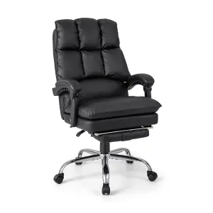 Costway Office Desk Chair Ergonomic Padded Reclining Chair W/Retractable Footrest