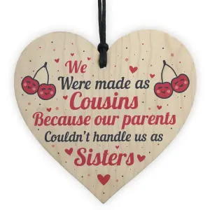 Red Ocean Funny Best COUSIN Sister Gifts Wooden Heart Christmas Friendship Gift Birthday Plaque