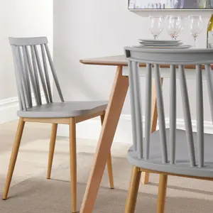 Home Source Rayna Table and 4 Grey Lucy Chairs