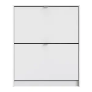 Shoes Shoe cabinet  w. 2 tilting doors and 2 layers White